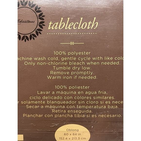 Vintage Kmart Trim A Home Oblong Tablecloth Christmas Poinsettias New Old Stock - Picture 6 of 6